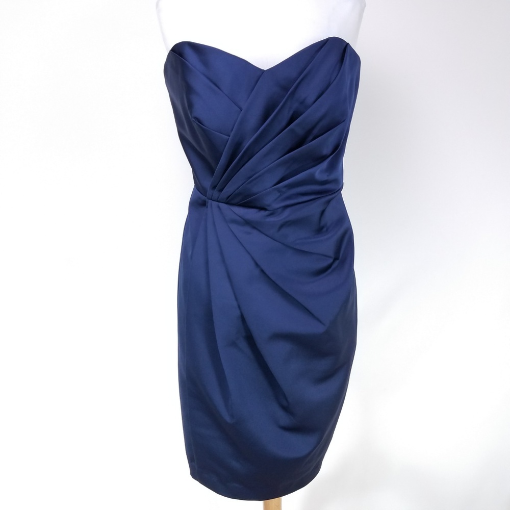 Davids Bridal Satin Strapless Bodycon Mini Dress